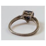 Vintage Heart-Shaped Ring with Blue Stone