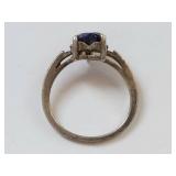 Vintage Heart-Shaped Ring with Blue Stone