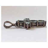 Sterling Silver Cross Pendant with Blue Stones