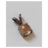 Sterling Silver Pendant with Round Pink Stone
