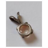 Sterling Silver Pendant with Round Pink Stone