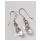 Sterling Silver Teardrop Earrings with Clear Gemstones