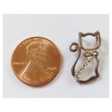 Vintage Sterling Silver Cat-Shaped Rhinestone Pendant