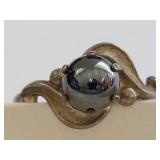 Sterling Silver Ring with Beautiful Black Pearl Motif Stone