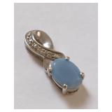 Sterling Silver Pendant with Blue Center Stone