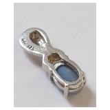 Sterling Silver Pendant with Blue Center Stone