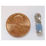 Sterling Silver Pendant with Blue Center Stone