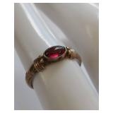 Vintage Gold-Toned Ring with Red Gemstone