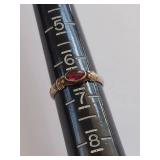 Vintage Gold-Toned Ring with Red Gemstone