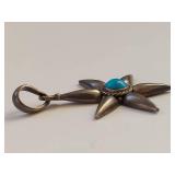 Vintage Sterling Silver Star Pendant with Turquoise Stone