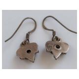 Vintage 925 Sterling Silver Earrings with Green Gemstone