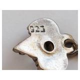 Vintage 925 Sterling Silver Earrings with Green Gemstone