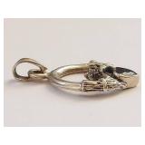 Sterling Silver Claddagh Pendant with Black Heart Stone