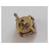 Vintage Gold Tone Sterling Silver Stud Earrings with Clear Stones