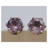 925 Silver Purple Gemstone Earrings and Flower Pendant
