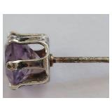 925 Silver Purple Gemstone Earrings and Flower Pendant