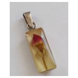 925 Silver Purple Gemstone Earrings and Flower Pendant