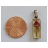 925 Silver Purple Gemstone Earrings and Flower Pendant