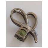Vintage Sterling Silver Looped Pendant with Green Gemstone