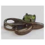 Vintage Sterling Silver Looped Pendant with Green Gemstone