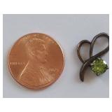 Vintage Sterling Silver Looped Pendant with Green Gemstone