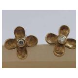 Sterling Silver Floral Stud Earrings with Stones