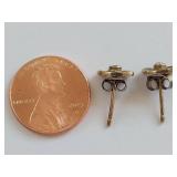 Sterling Silver Floral Stud Earrings with Stones