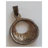 Vintage Sterling Silver Pendant with Abalone Inlay