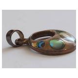 Vintage Sterling Silver Pendant with Abalone Inlay