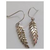Sterling Silver Leaf Design Earrings 925 Thailand