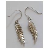 Sterling Silver Leaf Design Earrings 925 Thailand