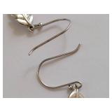 Sterling Silver Leaf Design Earrings 925 Thailand