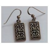Sterling Silver Celtic Design Dangle Earrings 925