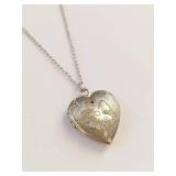 Vintage Danecraft Sterling Silver Heart Locket Necklace