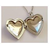 Vintage Danecraft Sterling Silver Heart Locket Necklace