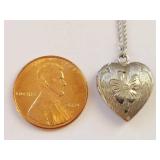 Vintage Danecraft Sterling Silver Heart Locket Necklace