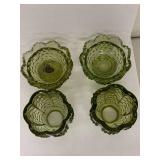 Pair of Fenton Hobnail Fairy Lamps - Vintage Green Glass