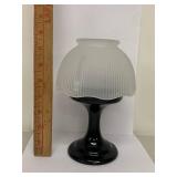 Rare Jet Black Base Pedestal Fairy Lamp with Frosted Shade