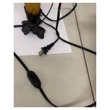 Vintage Decorative Table Lamp with Bird Motif and Colorful Glass Shade