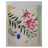 Collection of 4 Vintage Floral Artworks on Paper