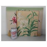 Collection of 4 Vintage Floral Artworks on Paper