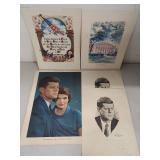 SIGNATURE NOT AUTHENTICATED John F. Kennedy & Jacqueline Kennedy Memorabilia Lot - Art Prints & Portraits