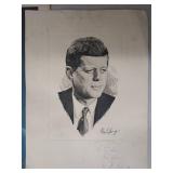 SIGNATURE NOT AUTHENTICATED John F. Kennedy & Jacqueline Kennedy Memorabilia Lot - Art Prints & Portraits