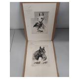 Set of 2 Horse Art Prints - Greyhound & Gallant Fox by R.H. Palenske