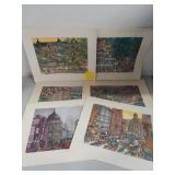 Collection of 6 Franklin McMahon Paints of Europe Urban Scene Prints