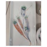 Decorative Pottery Lot: Serving Tray and Assorted Cups