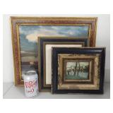 Three Framed Artworks - Vintage and Antique Style with Unique Frames
