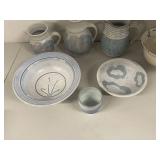 Handcrafted Kravec Studios, etc. Pottery Collection - 7 Pieces Including Jugs and Bowls