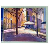 Set of 2 Original Canvas Paintings Featuring Parisian Night Scenes
