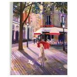 Set of 3 Signed Lisa Vorce-Cage Parisian Scene and Portrait Canvas Paintings